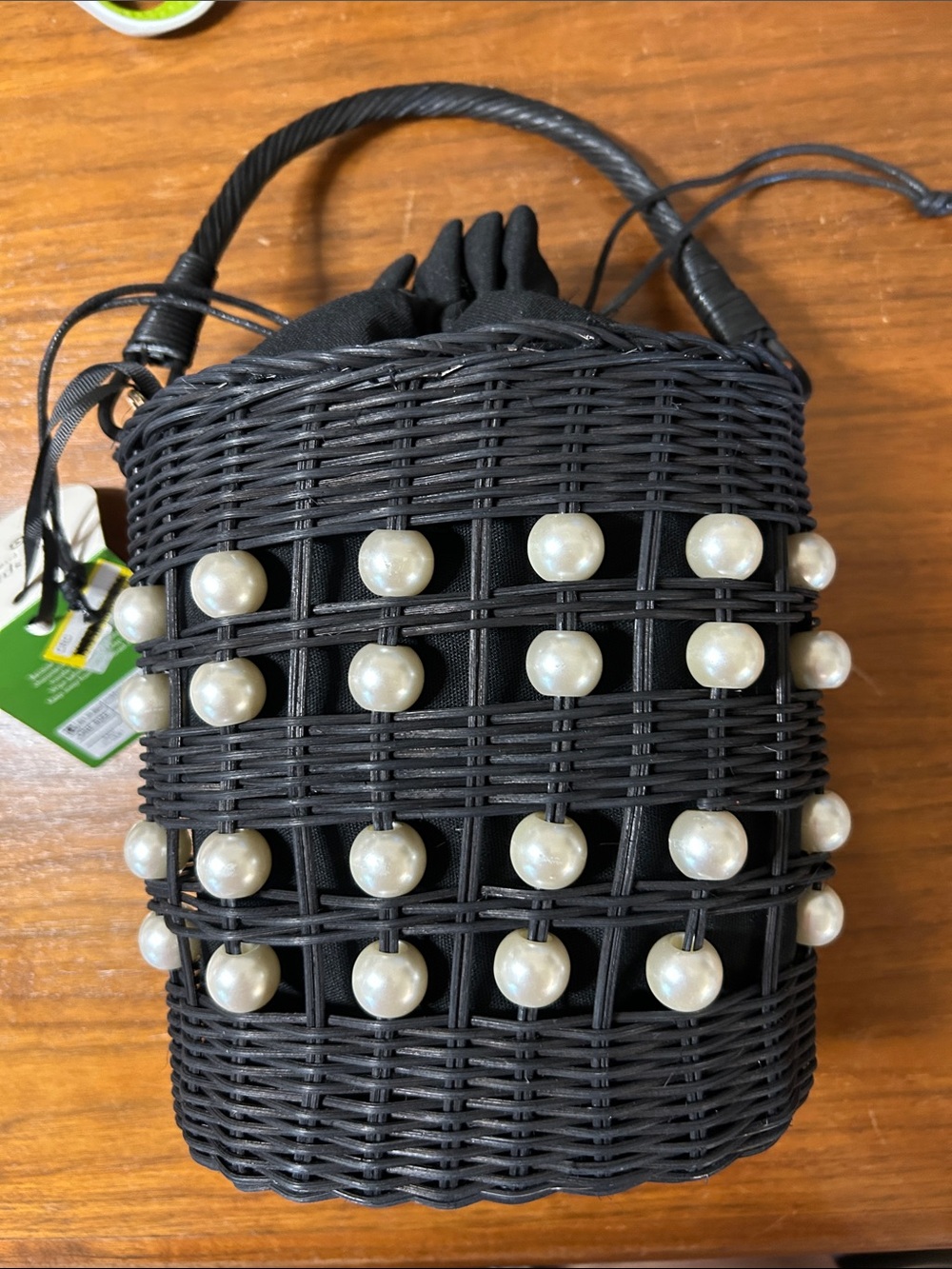 Kate spade x Target Woven Pearl-Embellished Bucket Bag - Black - Picture 4 of 11
